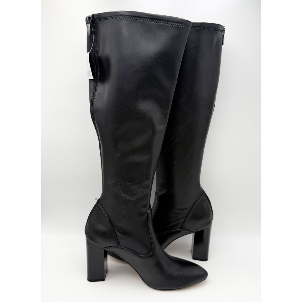 Franco Sarto Womens Katherine Knee High Boots Size 8 M WIDE CALF Black Heels NIB
