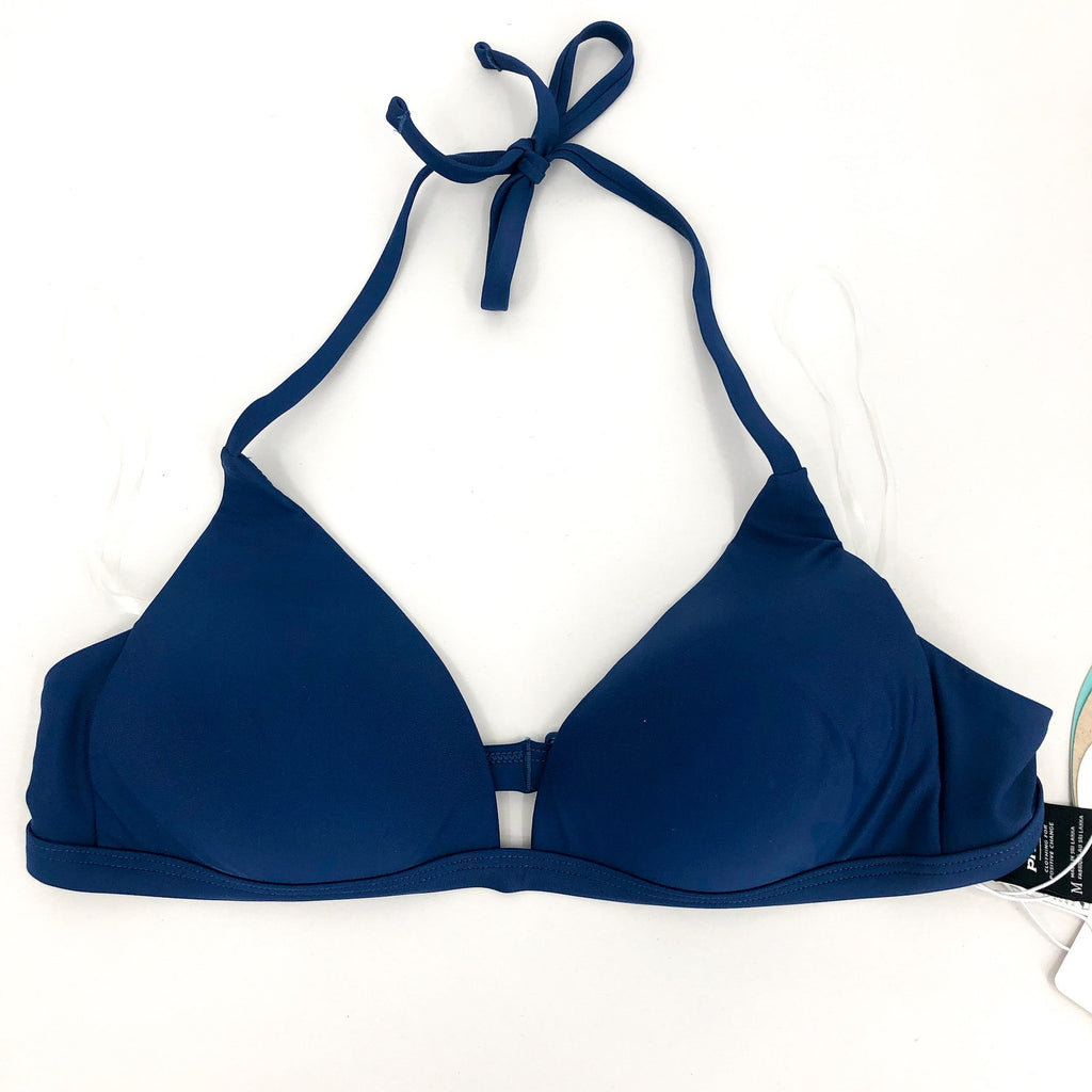 PRANA Women's Lexie Halter Bikini Top Medium Blue Belize UPF 50+ NWT