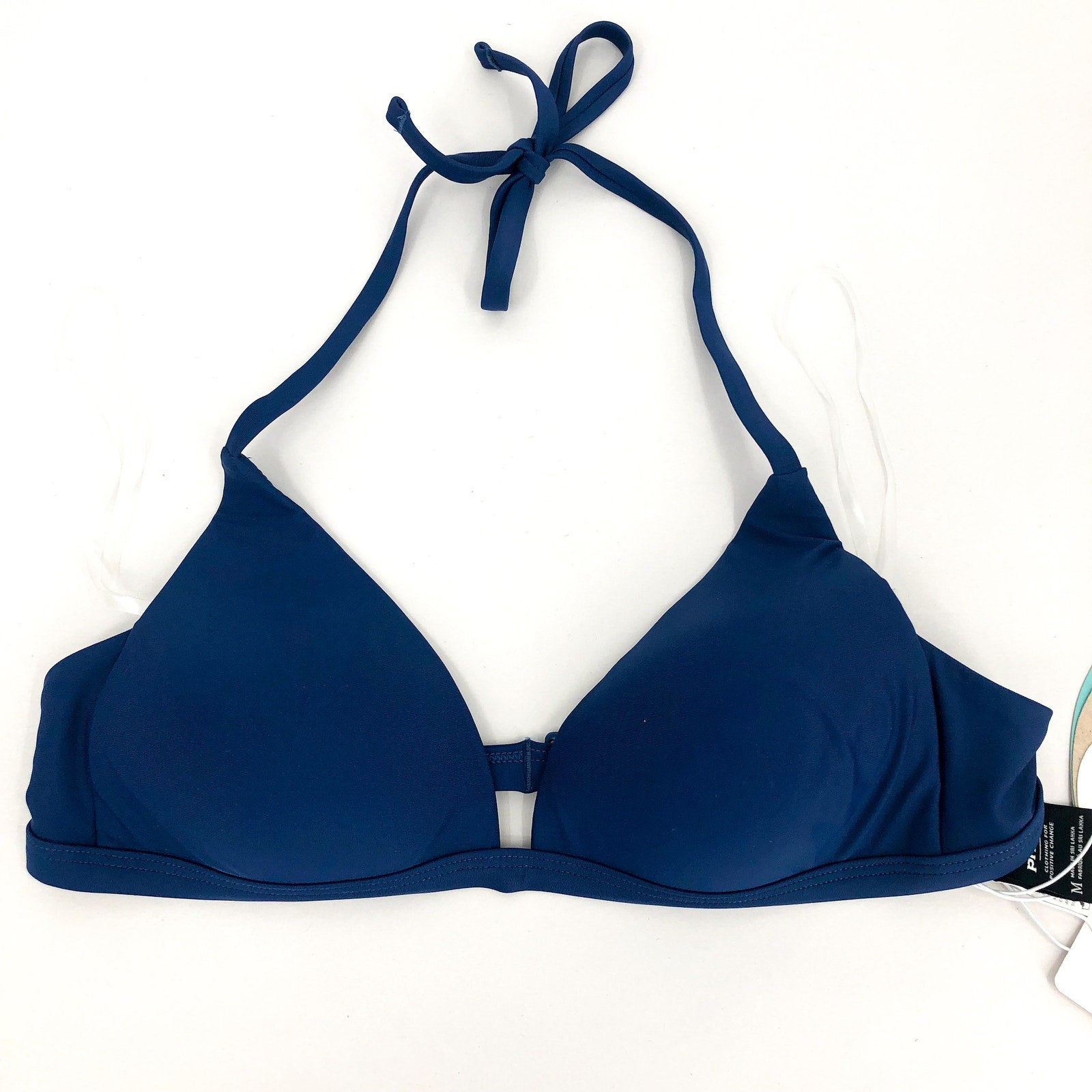 PRANA Women's Lexie Halter Bikini Top Medium Blue Belize UPF 50+ NWT