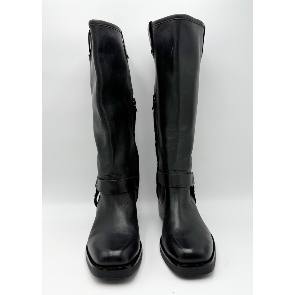 Crown Vintage Womens Reny Knee High Boots Size 7 M Black Leather NWOB