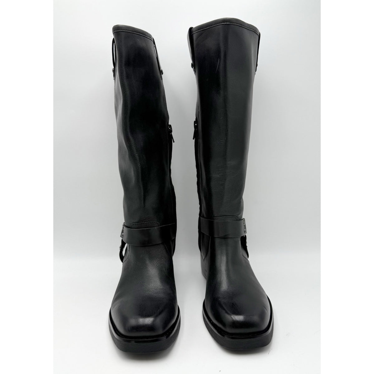 Crown Vintage Womens Reny Knee High Boots Size 7 M Black Leather NWOB