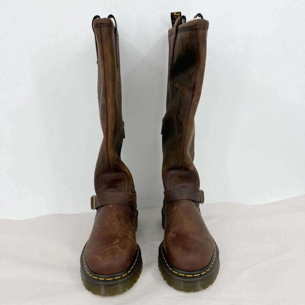 Dr. Martens Womens Anistone Knee High Boots EU 42 US 10 Dark Brown Leather NWOB