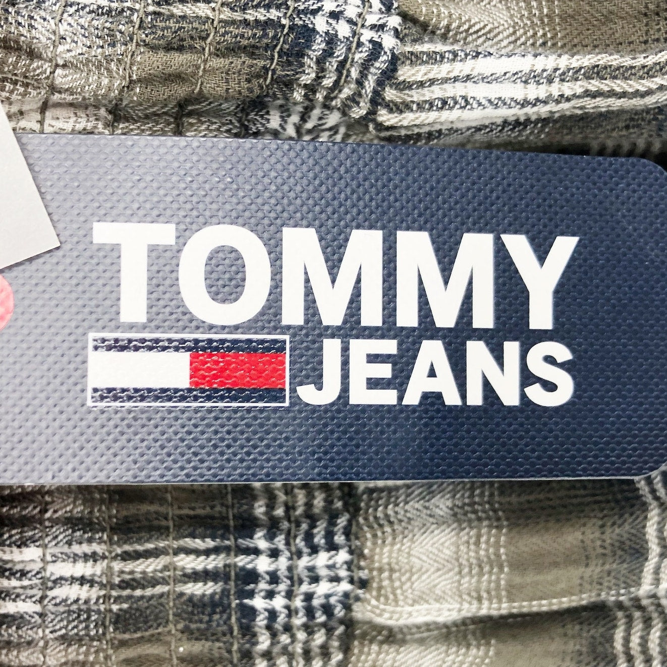 TOMMY JEANS Women's Plaid Peplum Top XS Green Thyme 3/4 Sleeve NWT