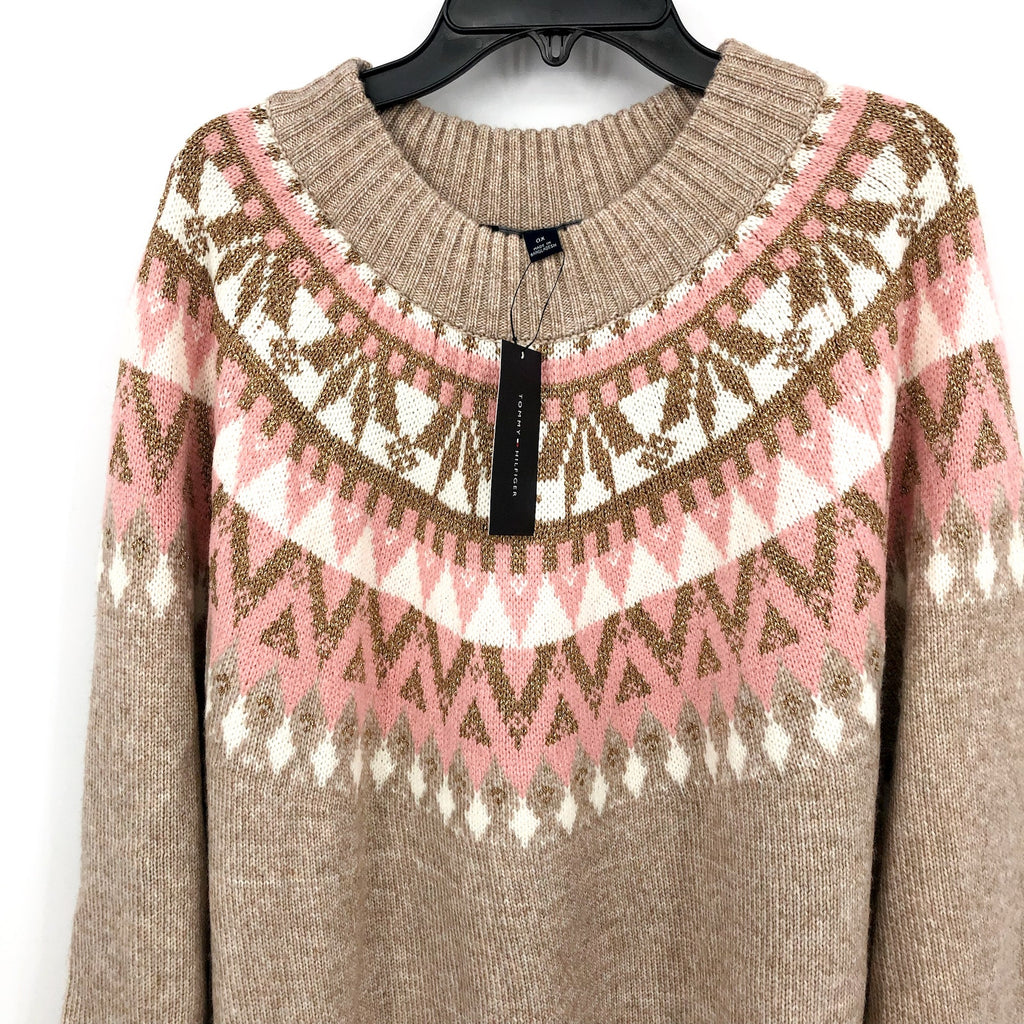 TOMMY HILFIGER Half Snowflake Pullover Sweater 2X Beige Fairisle NWT