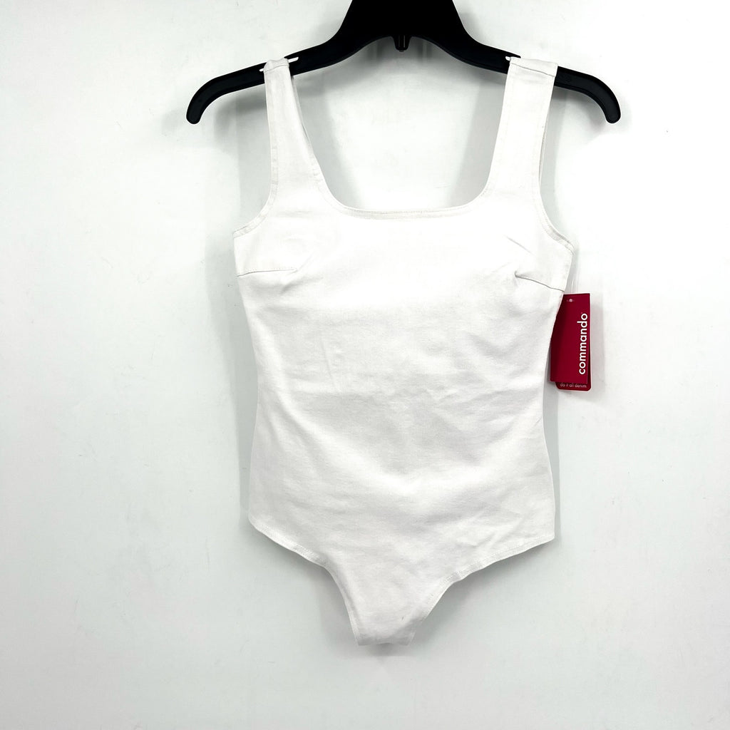 COMMANDO Women's Do It All Denim Bodysuit Medium White Squareneck Sleeveless NWT