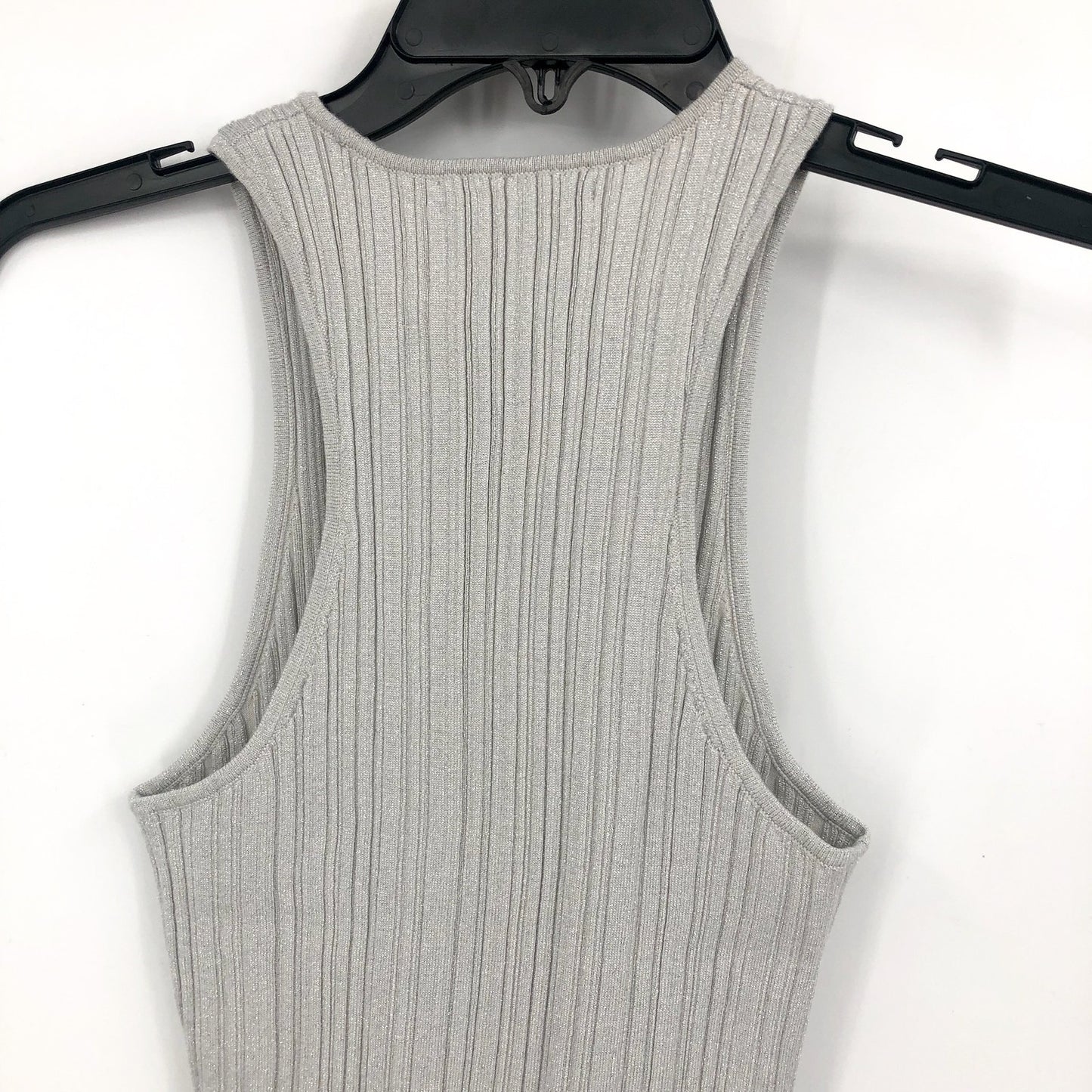 MADEWELL Signature Shimmer Cutaway Sweater Tank Small Silver Vapor Knit NWT