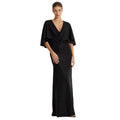 LAUREN RALPH LAUREN Twist-Front Cape Gown Size 6 Black Metallic Knit Dress NWT
