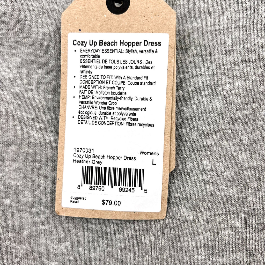 PRANA Women's Cozy Up Beach Hopper Dress Large Heather Grey Sleeveless NWT