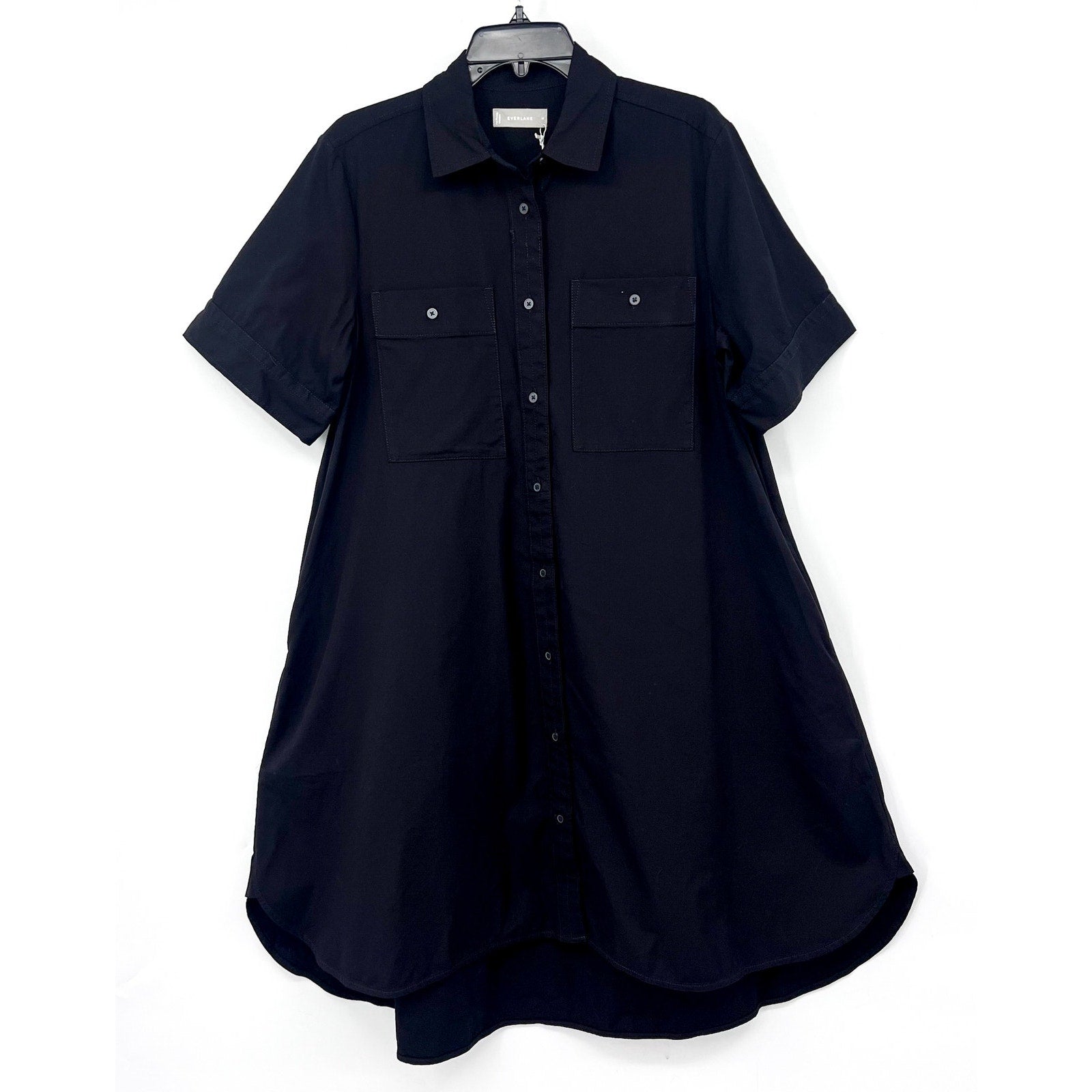 EVERLANE Women's The Daytripper Dress Medium Black Oversized Short Sleeve NWT