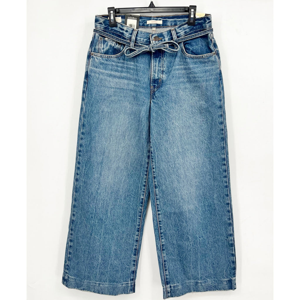 LEVI'S Womens XL Straight Jeans 29x31 US 8 Medium Blue Tie Waist A8701-0005 NWT