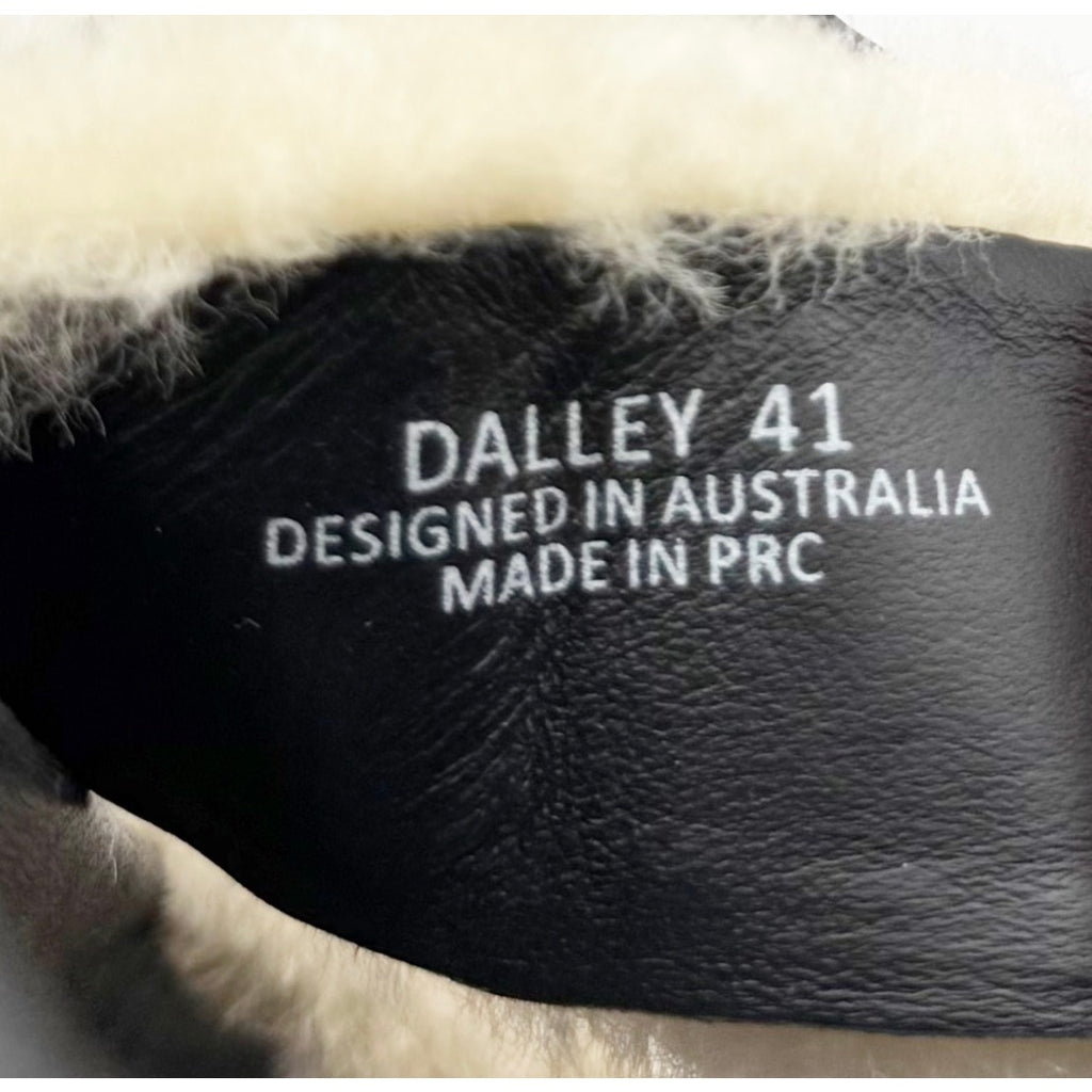 Senso Womens Dalley Slide Sandals EU 41 US 11 M Black Leather Shearling NWOB
