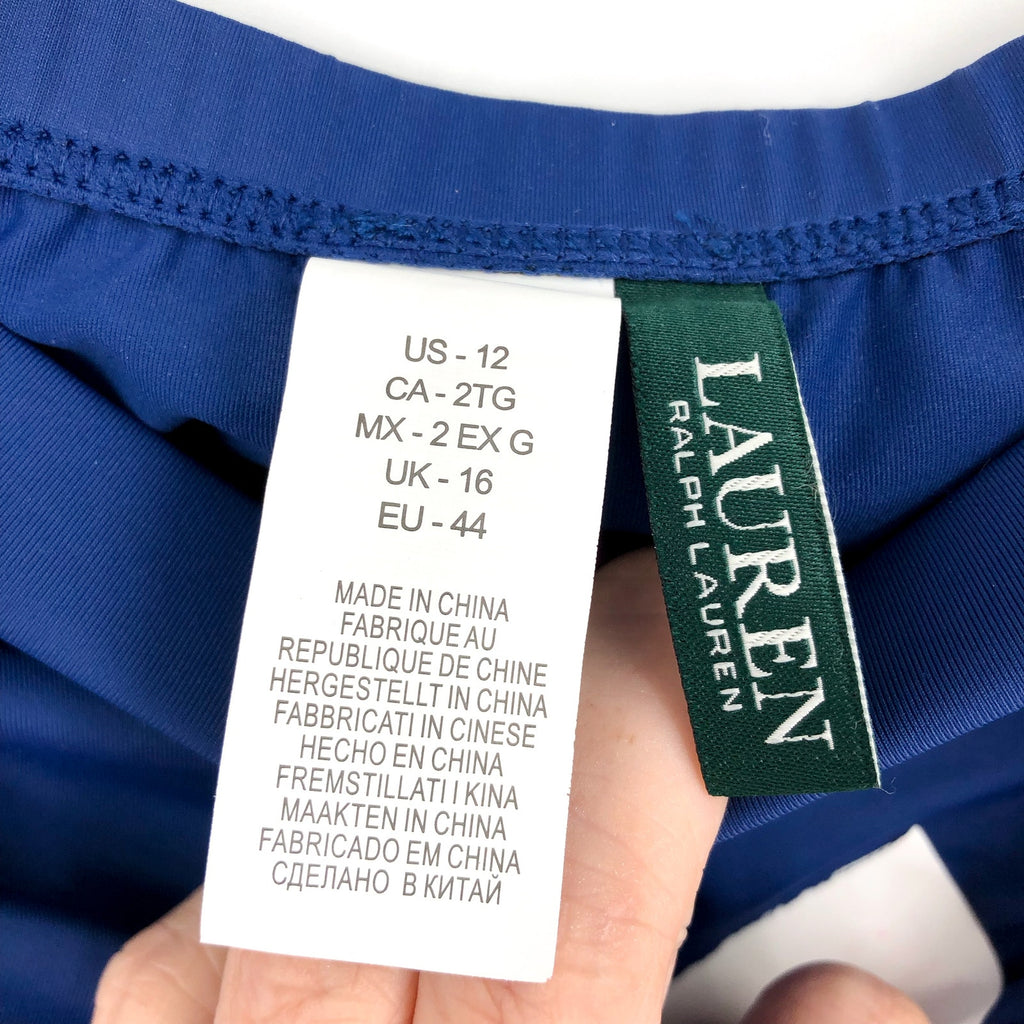 LAUREN RALPH LAUREN High Waist Bikini Bottoms Size 12 Blue Sapphire Navy NWT