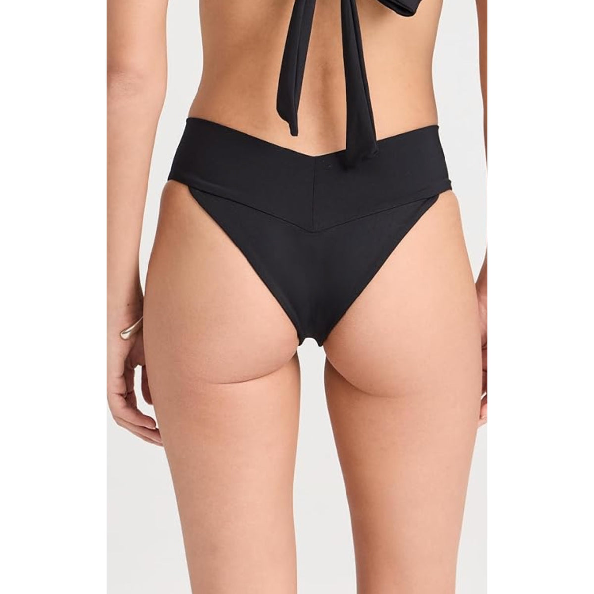 L*SPACE Women's Quinn Classic Bikini Bottom Large Black V Front NWT