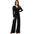 NORMA KAMALI V-Neck Shirred Waist Jumpsuit Medium 38 Black Long Sleeve NWT