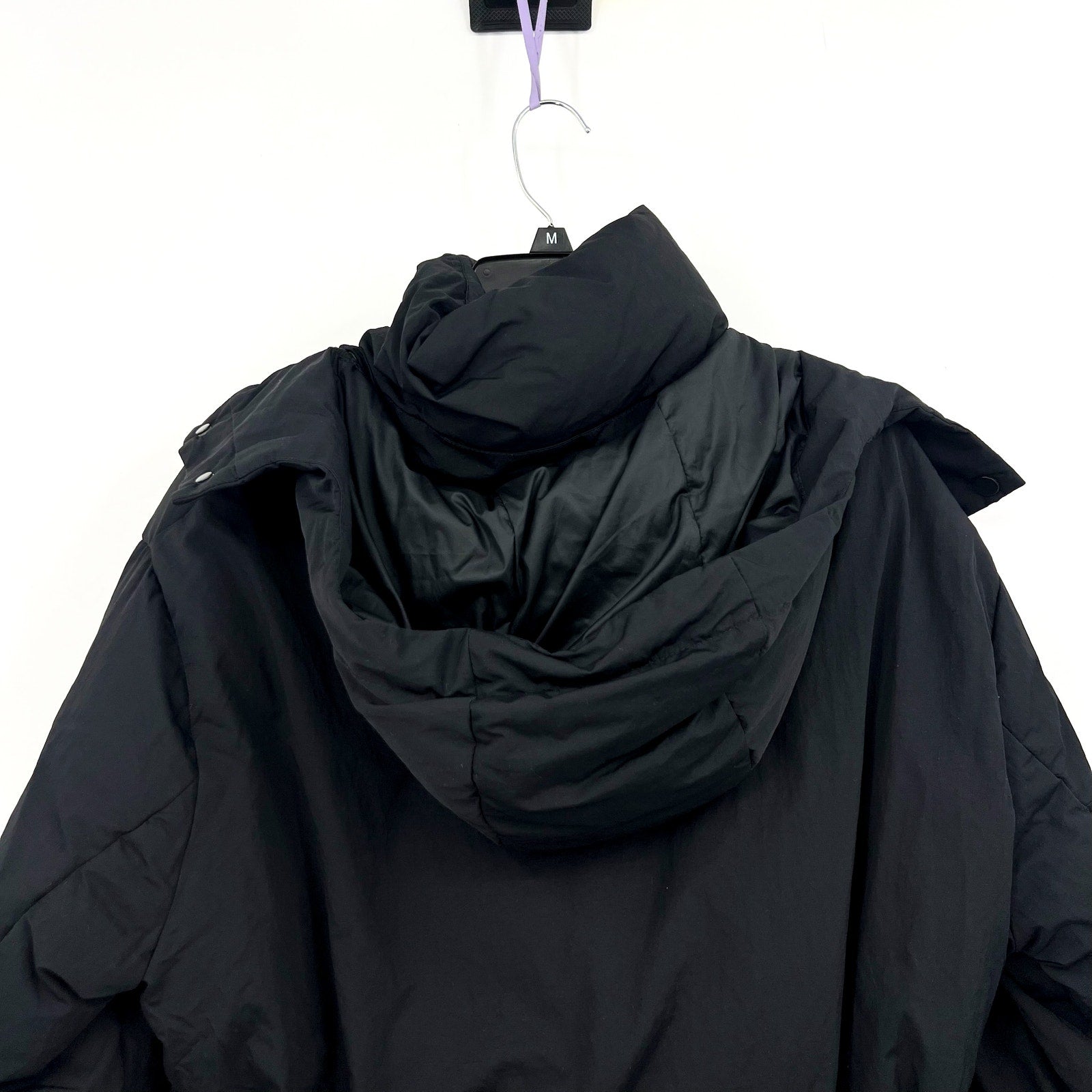 EVERLANE Women's Duvet Puffer Down Coat Medium Black Belted Hooded NWT