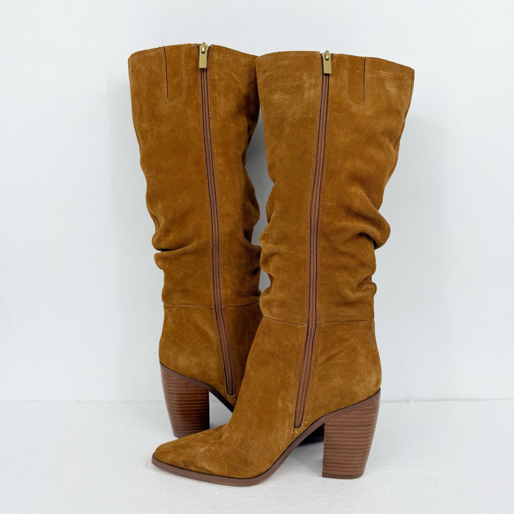 Vince Camuto Womens Aprine Knee High Boots Size 8.5 M EU 39.5 Brown Suede NWOB