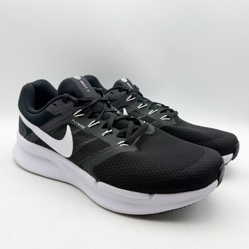 Nike Mens Run Swift 3 Running Sneakers US 9.5 Wide Black White Athletic NWOB