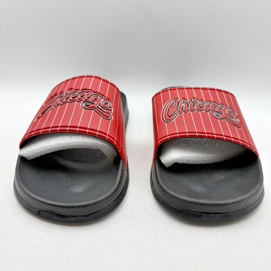 73 Studio Mens Chicago Slides US 11 EU 44 Red Black Rubber NWOB
