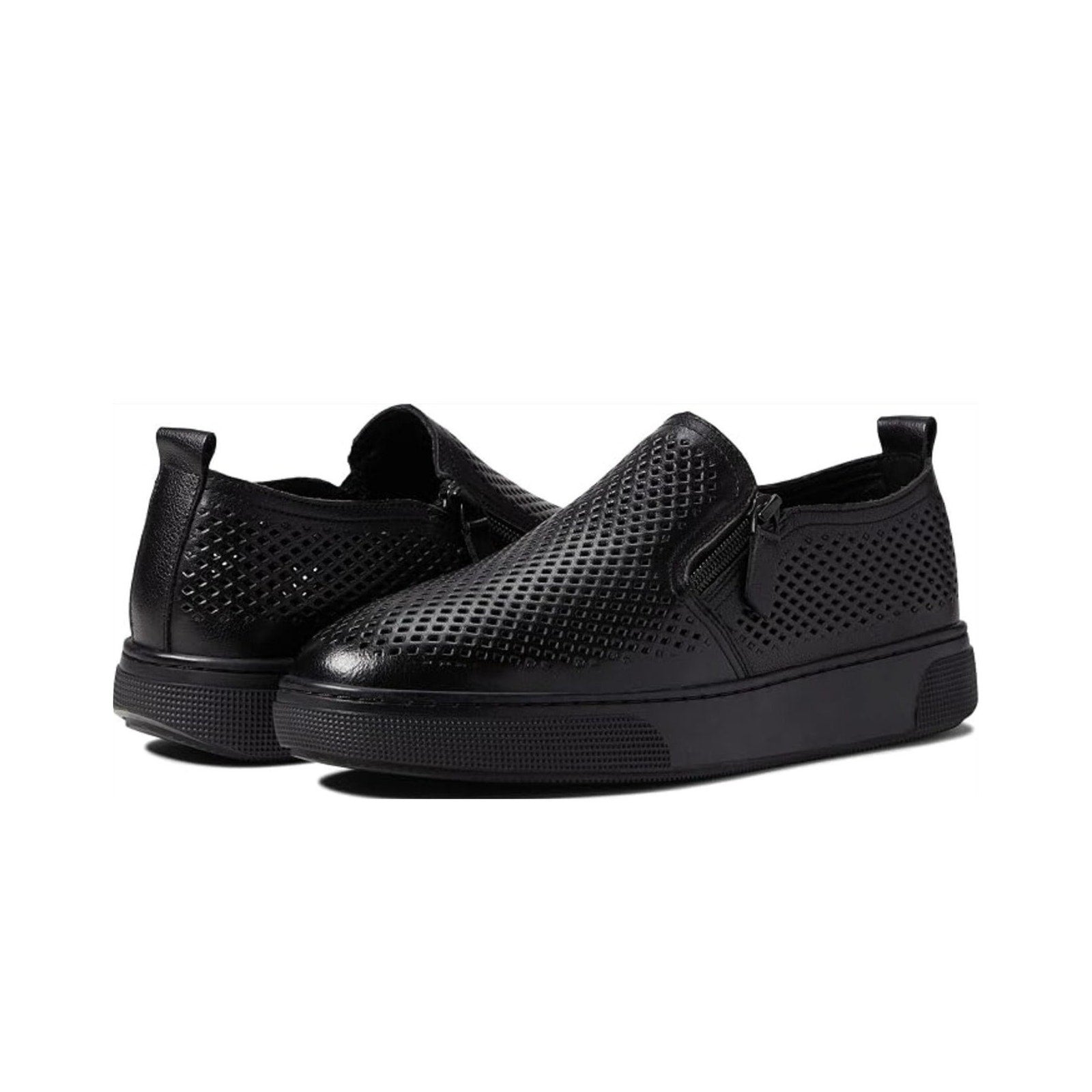 Propet Womens Kate Casual Sneaker Size 7.5 Black Perforated Leather Slip-On NWOB