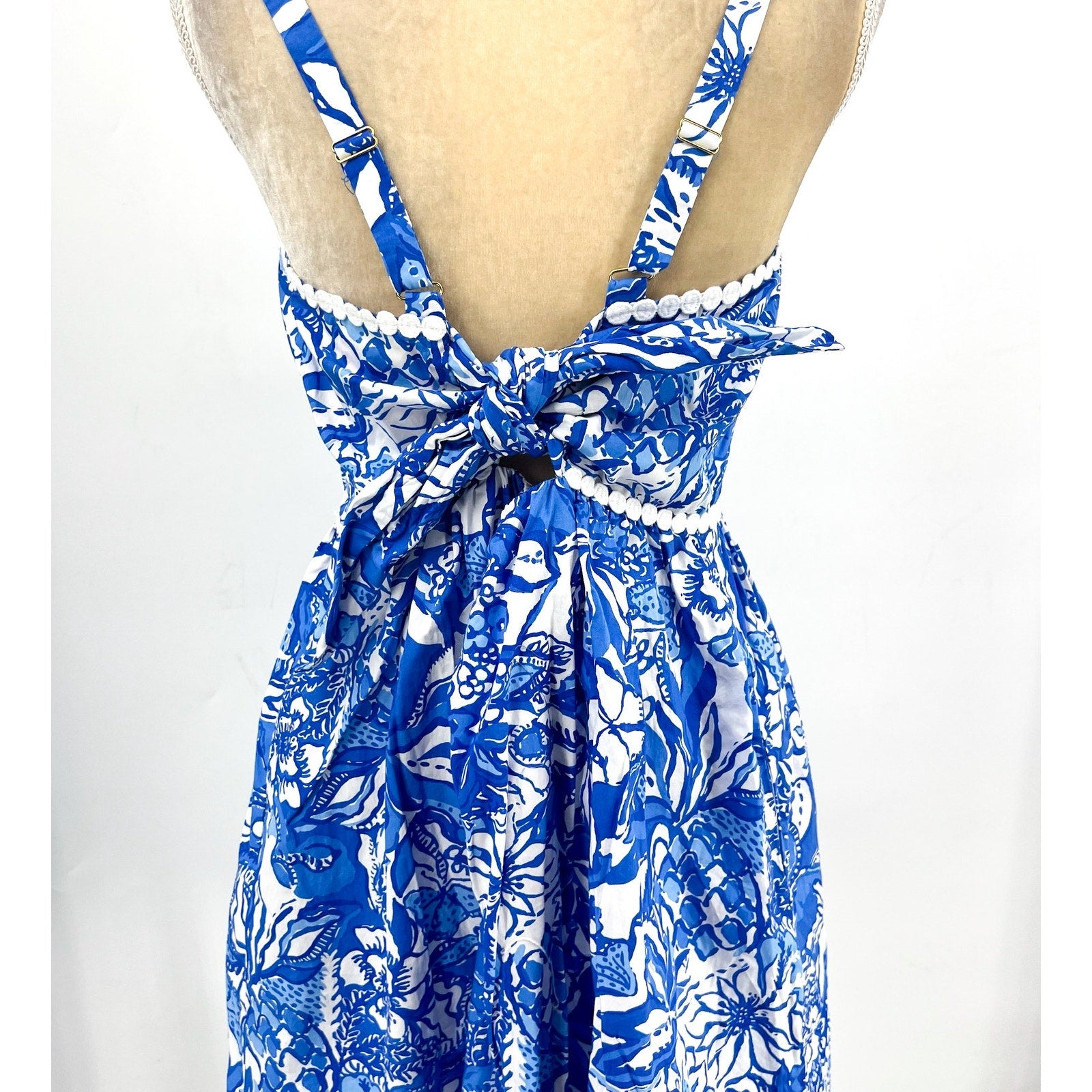 LILLY PULITZER Haylan Cotton Dress Size US 16 Blue Tang Flocking Fabulous NWOT