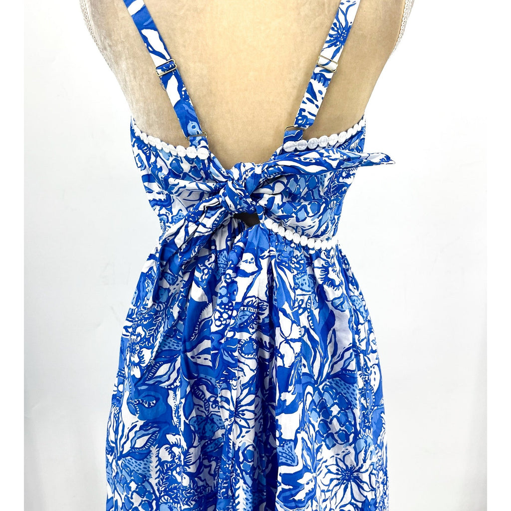 LILLY PULITZER Haylan Cotton Dress Size US 16 Blue Tang Flocking Fabulous NWOT