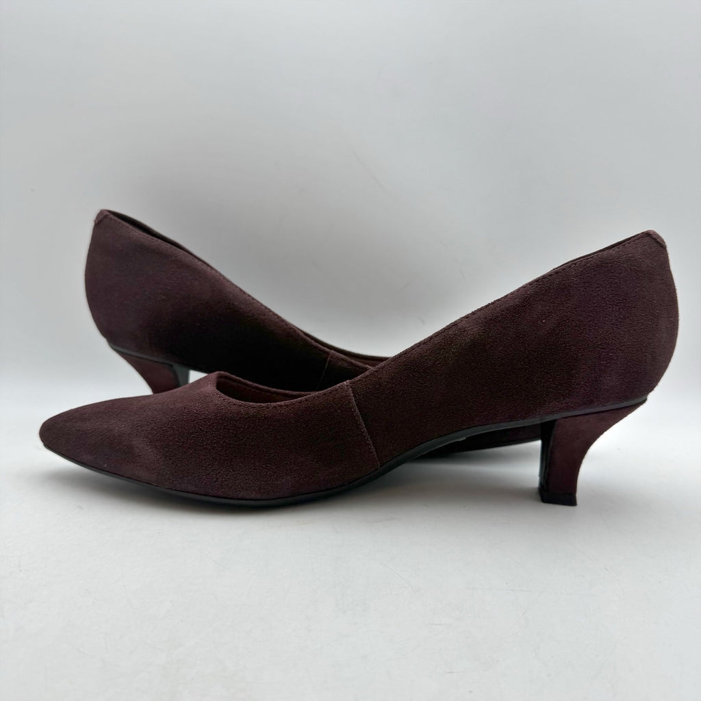 Clarks Womens Kepley Vine Pumps US 11 M Burgundy Purple Heels Suede NWOB