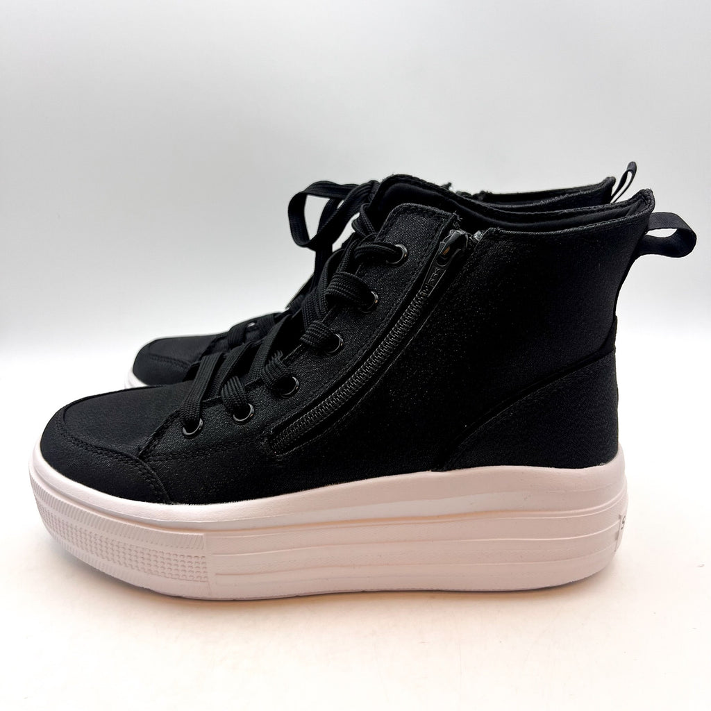 SKECHERS Girl's Hyperlift Hightop Sneakers Size 5 EU 37 Black Metallic NWOB