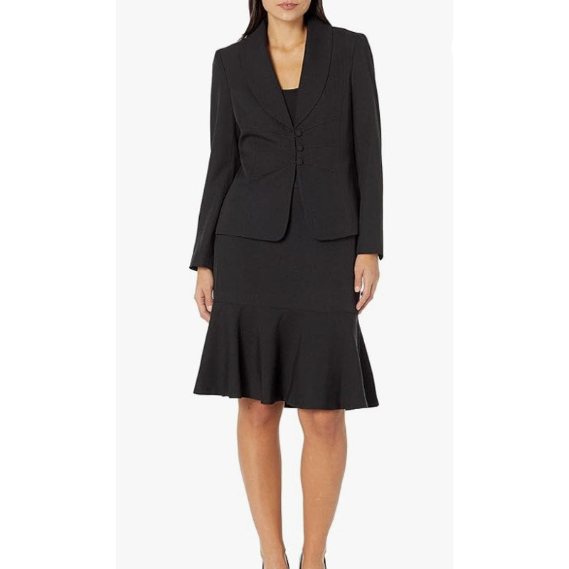 LE SUIT Women's Shawl Collar Button Blazer Jacket 14 Petite Black NWT
