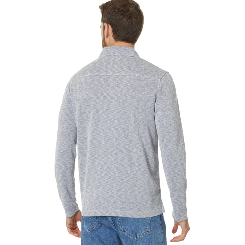 JOHNSTON & MURPHY Men's Polo Shirt XL Blue Indigo Vintage Slub Long-Sleeve NWT