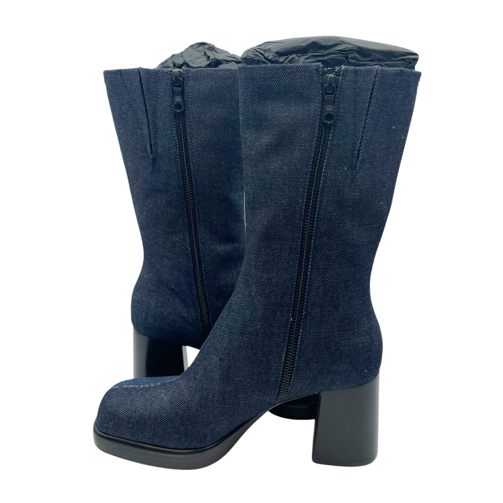 Rag & Bone Womens Matrix Denim Platform Boots US 8.5M EU 38.5 Dark Blue