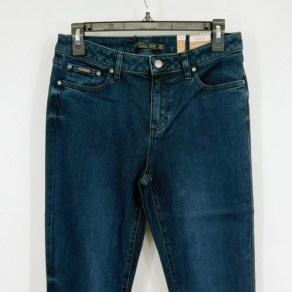 Prana Womens Sienna Skinny Jeans 29x31 US 8 Deep Blue Stretch Denim Mid Rise NWT