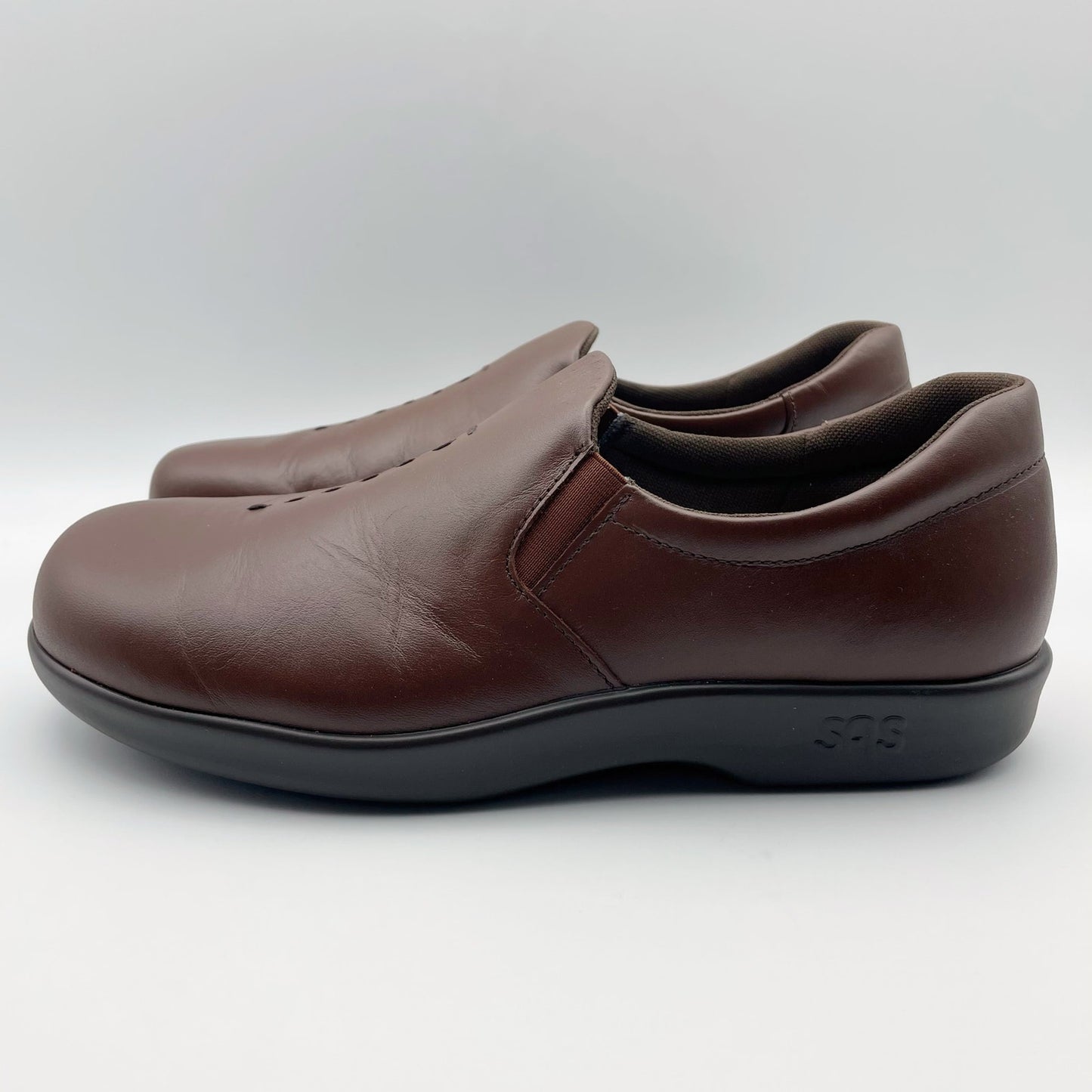 SAS Women's Viva Slip On Comfort Loafer US 7.5 WIDE EU 38 Brown Leather