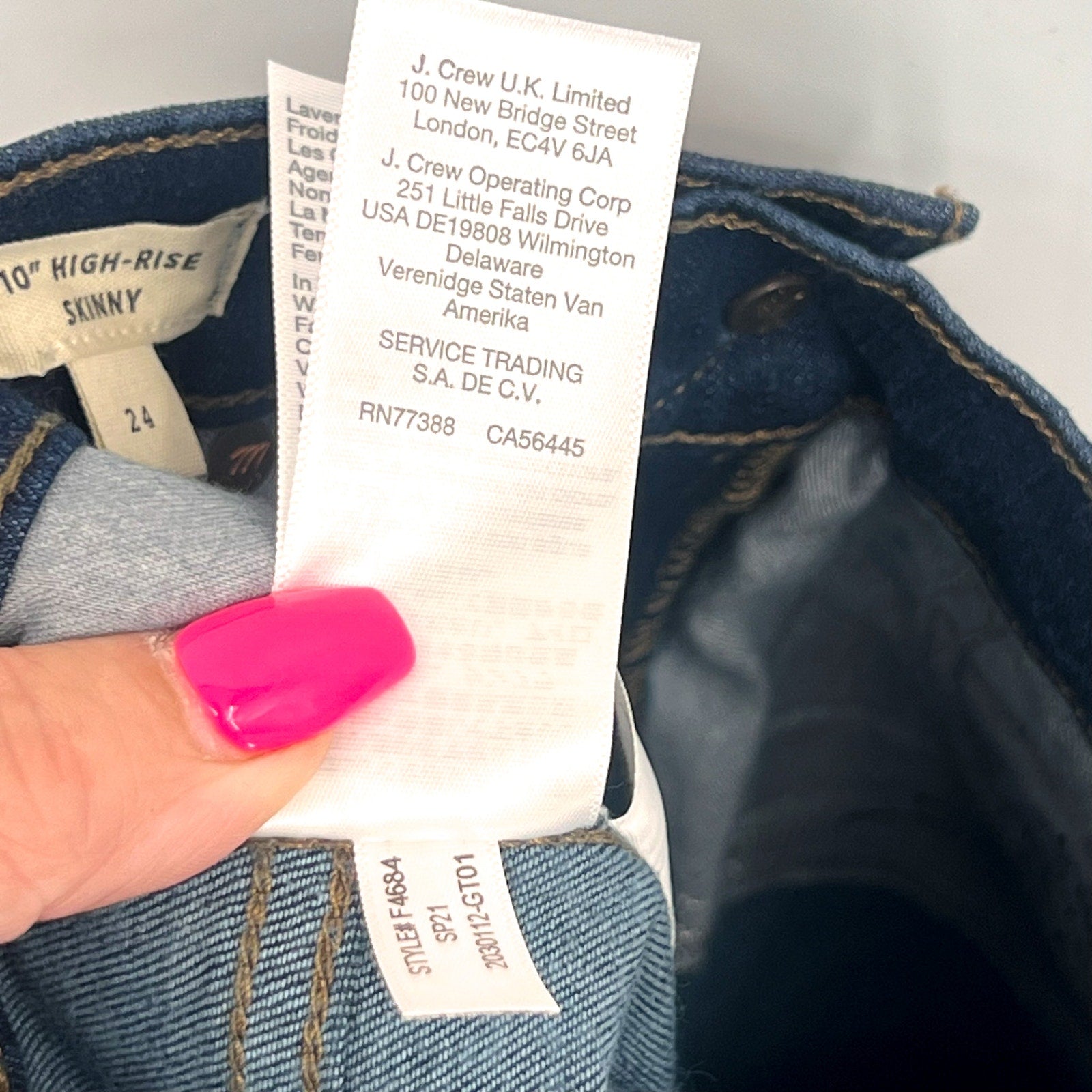 MADEWELL Women's 10" High-Rise Skinny Jeans Size 24 US 00 Blue Hayes Wash NWT