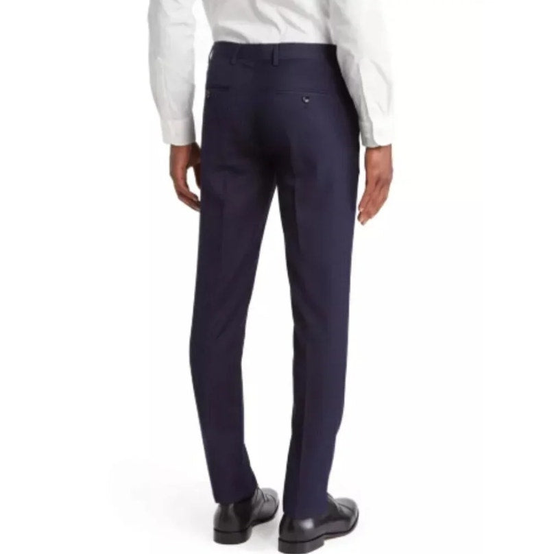 SOUL OF LONDON Men's Slim Fit Suit Dress Pants Size 40R Navy Blue Flat Front NWT