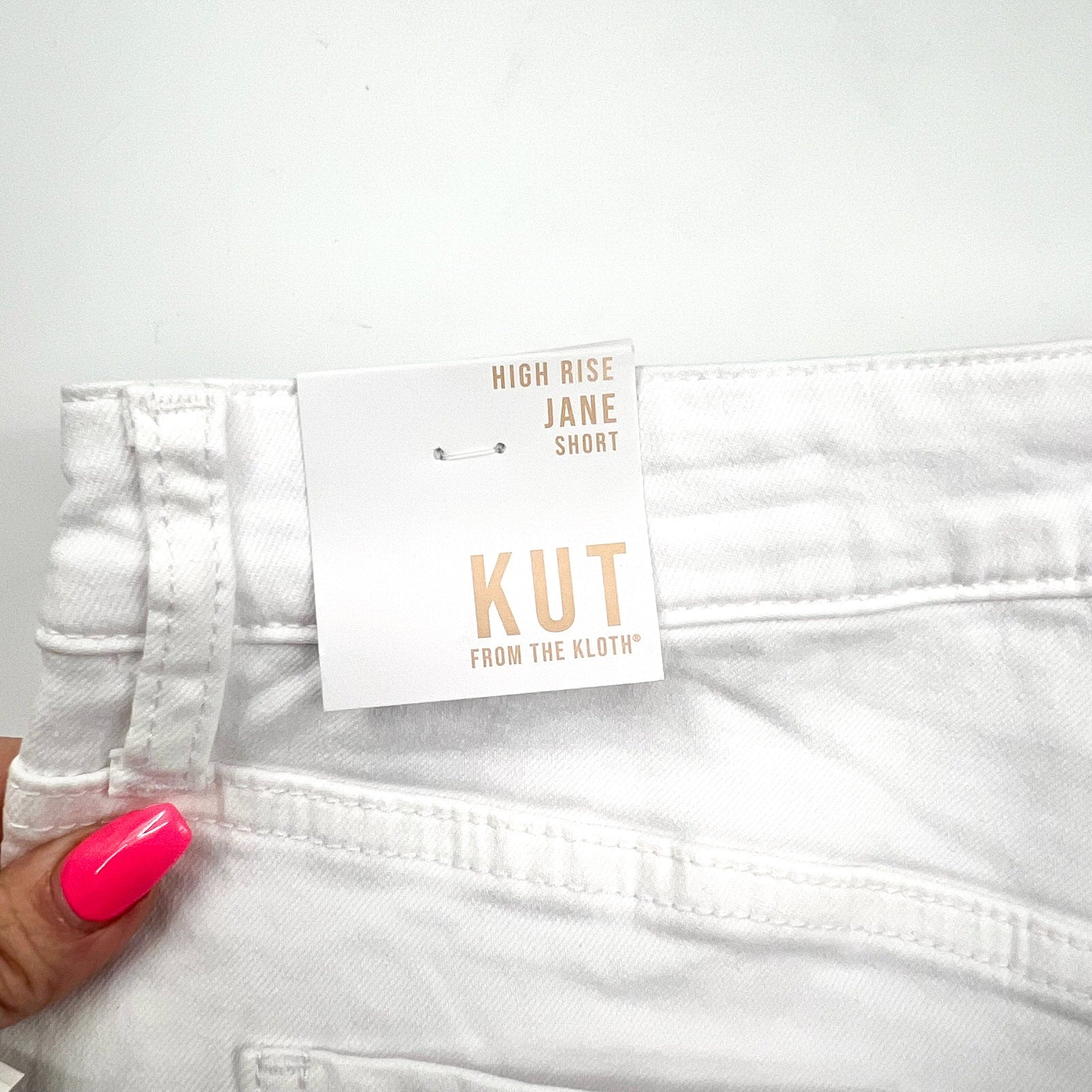 KUT FROM THE KLOTH Jane Cuff Denim Shorts Size 8 Optic White High Waist NWT