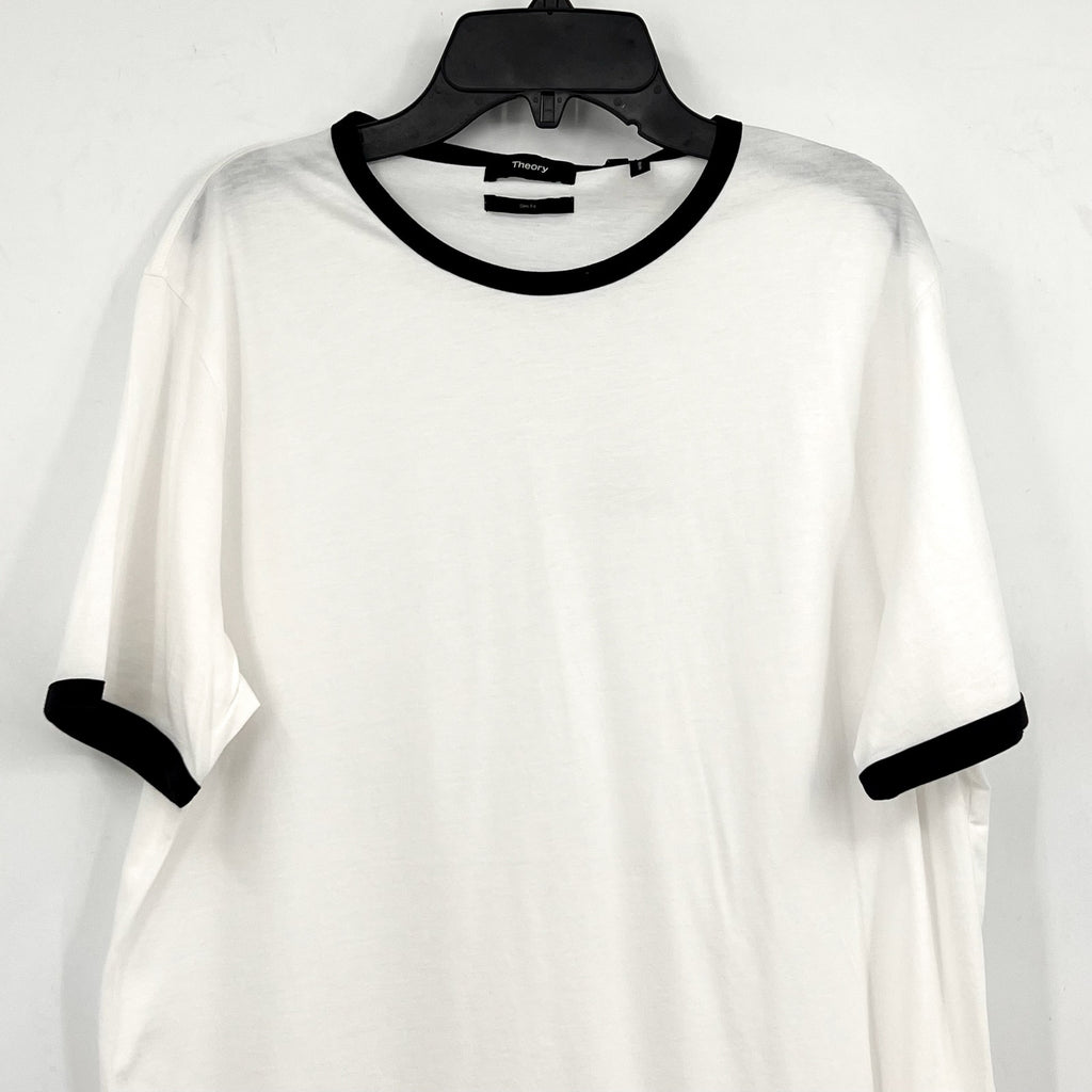 THEORY Men's Crewneck Cillian Tee Medium White Short Sleeve Cotton Jersey NWT