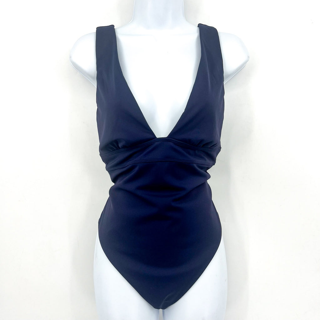 Lauren Ralph Lauren Sculpting One-Piece Swimsuit Size 6 Navy Blue Vneck NWT