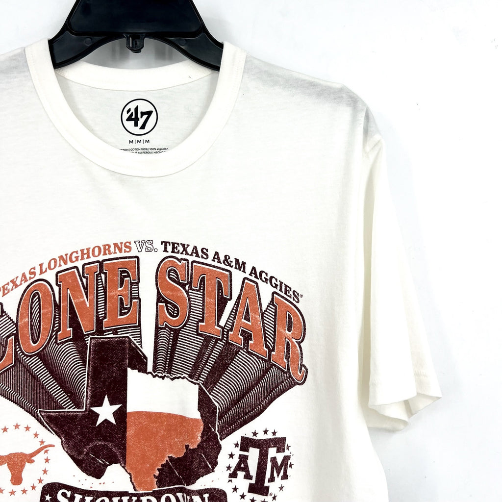47 BRAND Mens Lone Star Showdown Football SS Fashion T Shirt Medium White NWT