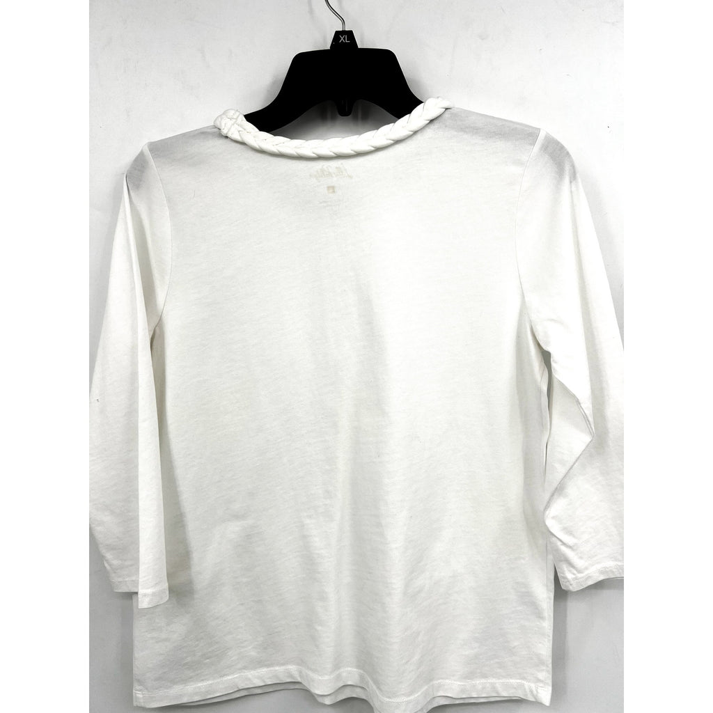 LILLY PULITZER Women's Paulson Knit Top Small Resort White 3/4 Sleeves NWT