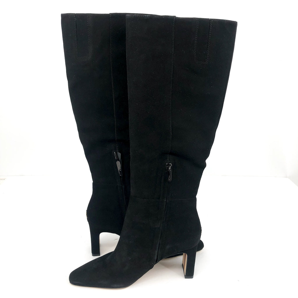 SAM EDELMAN Womens Sylvia Knee High Boots Size 7.5M WIDE CALF Black Suede NWOB
