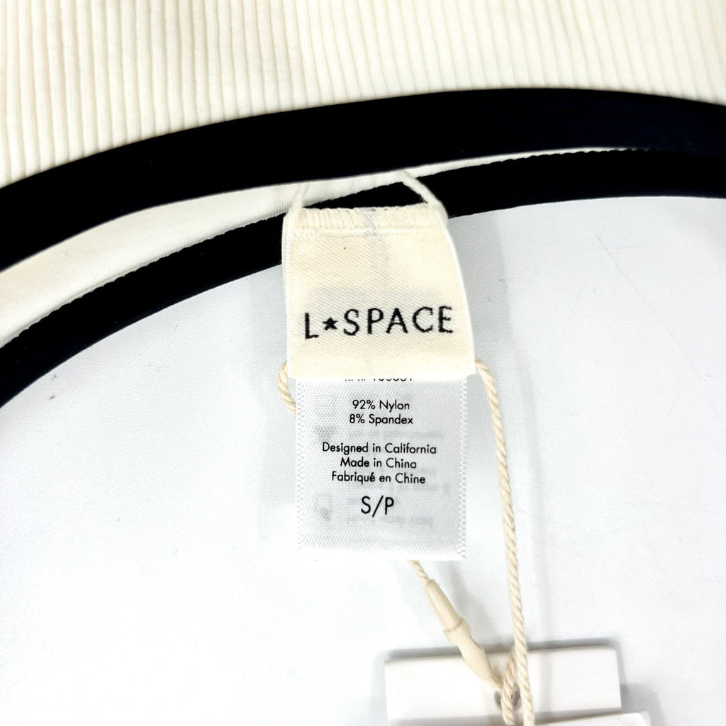 L*SPACE Women's Adalyn Bikini Top Small Cream Black Colorblock Bralette NWT