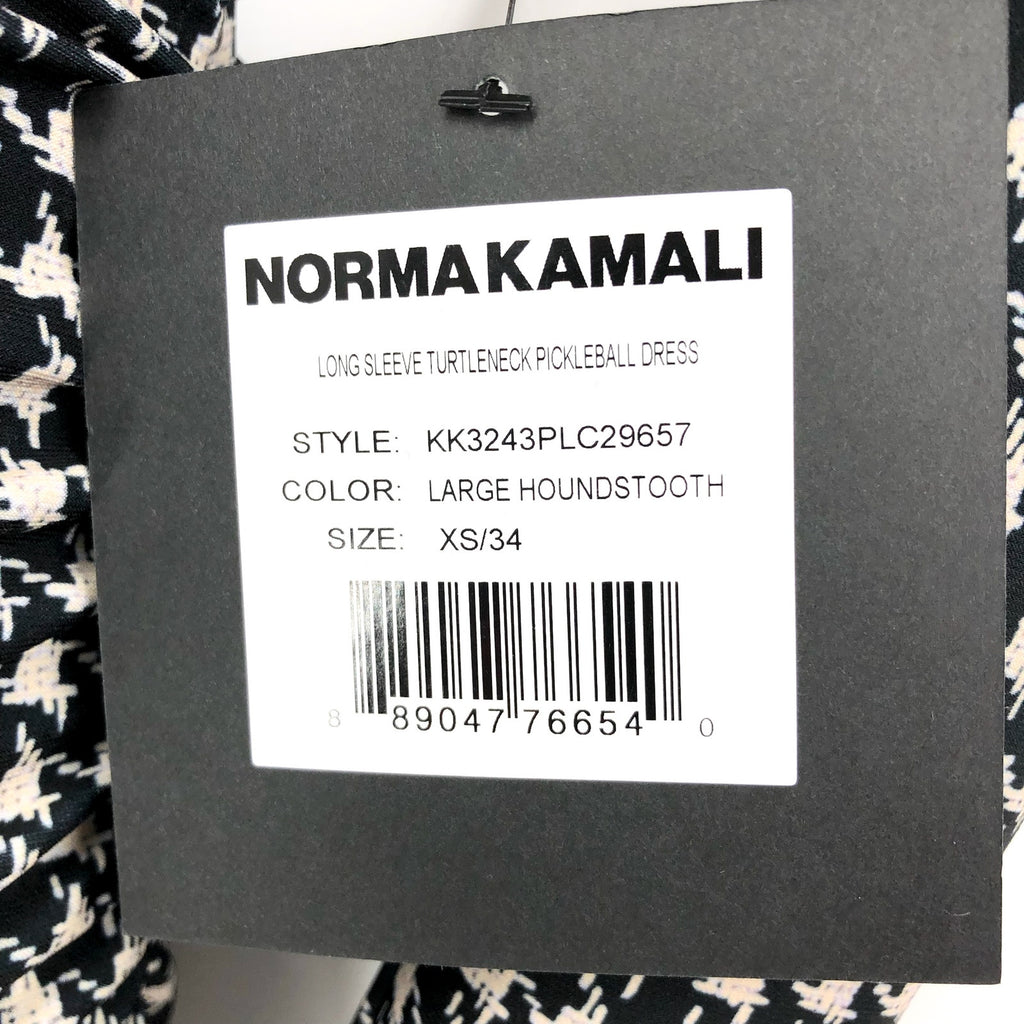 NORMA KAMALI Long Sleeve Turtleneck Pickleball Dress XS/34 Large Houndstooth NWT