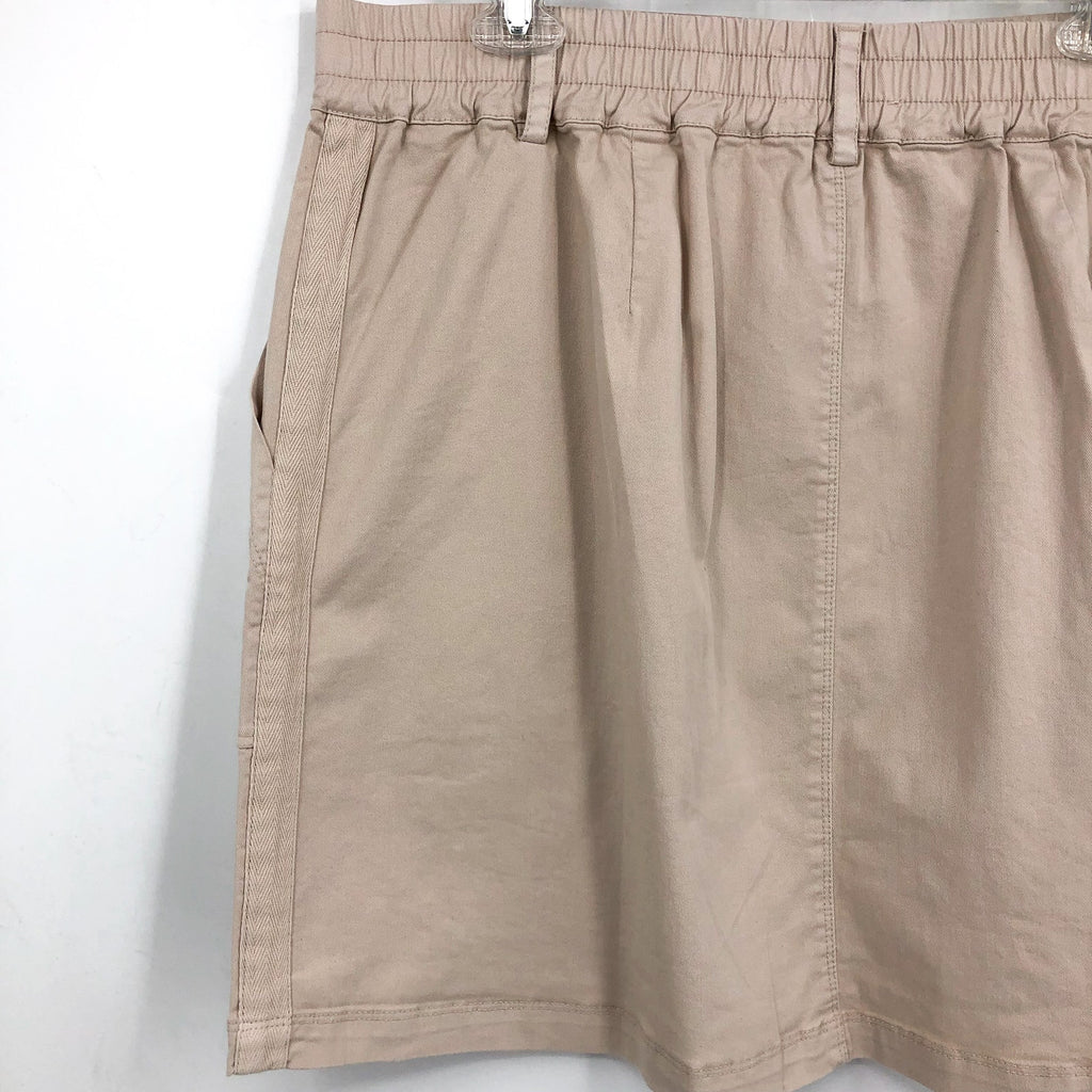 MICHAEL STARS Women's Monroe Twill Miniskirt 2X Khaki Cement Pockets Stretch NWT