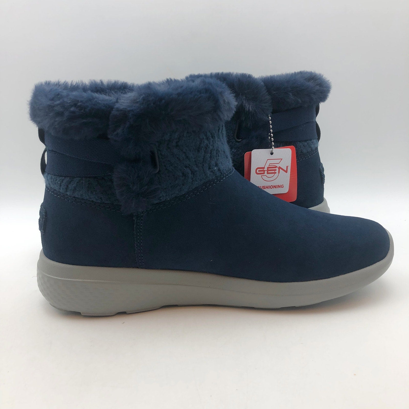 Skechers Women On-the-GO City Suede Boots 8.5 Wide Navy Blue Water Repellent NIB