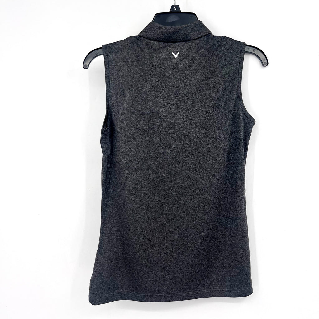 CALLAWAY Women's 1/4 Zip Sleeveless Polo Shirt Small Black Heather Golf NWT
