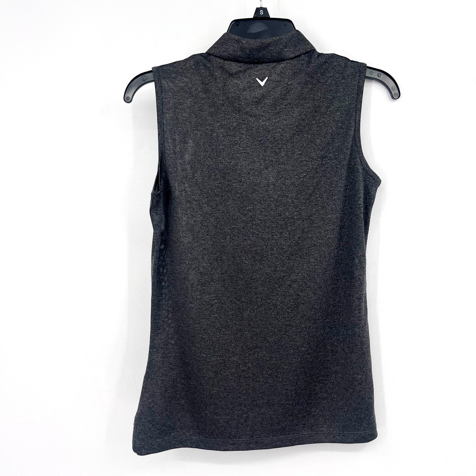 CALLAWAY Women's 1/4 Zip Sleeveless Polo Shirt Small Black Heather Golf NWT