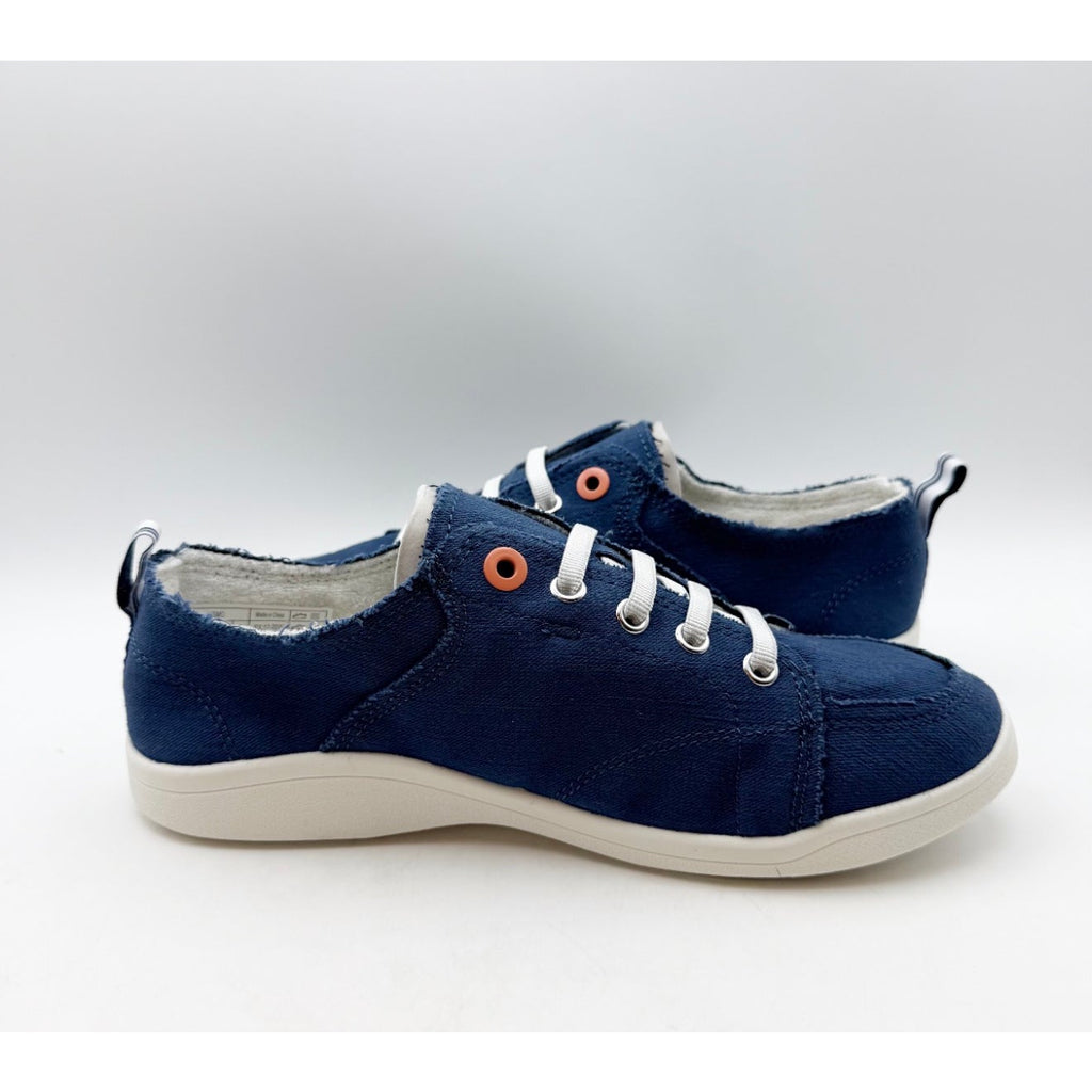 Vionic Womens Beach Pismo Sneakers Size 7.5 WIDE Navy Blue Cotton Canvas NIB