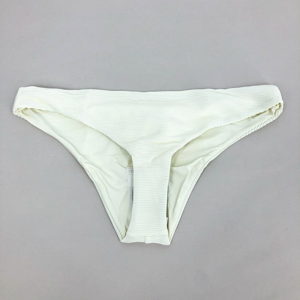 PRANA Women's Gemma Bikini Bottom Small White Horchata Ottoman Low Rise NWT
