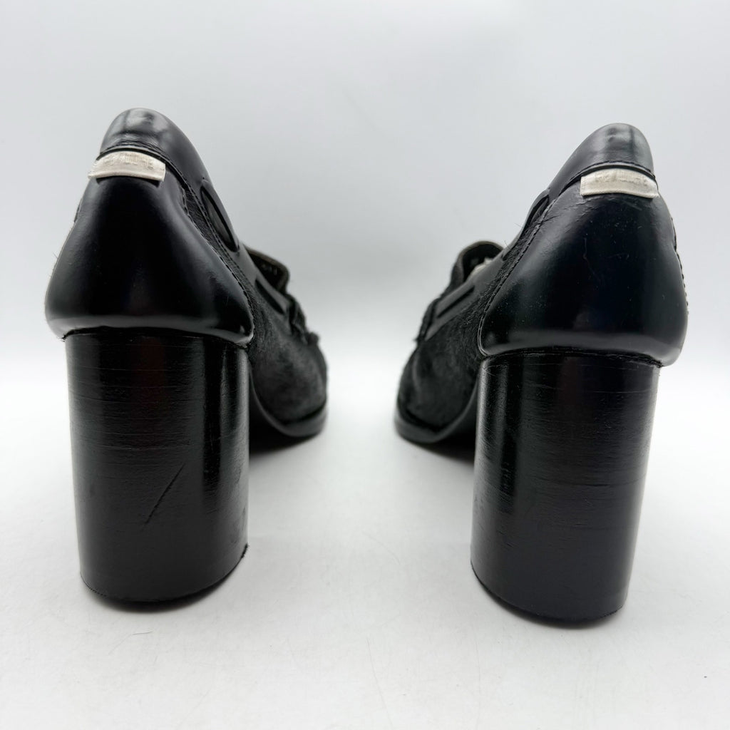 RE/DONE + Weejuns Womens Heeled Loafers US 9 M Black Calf Hair Leather NWOB