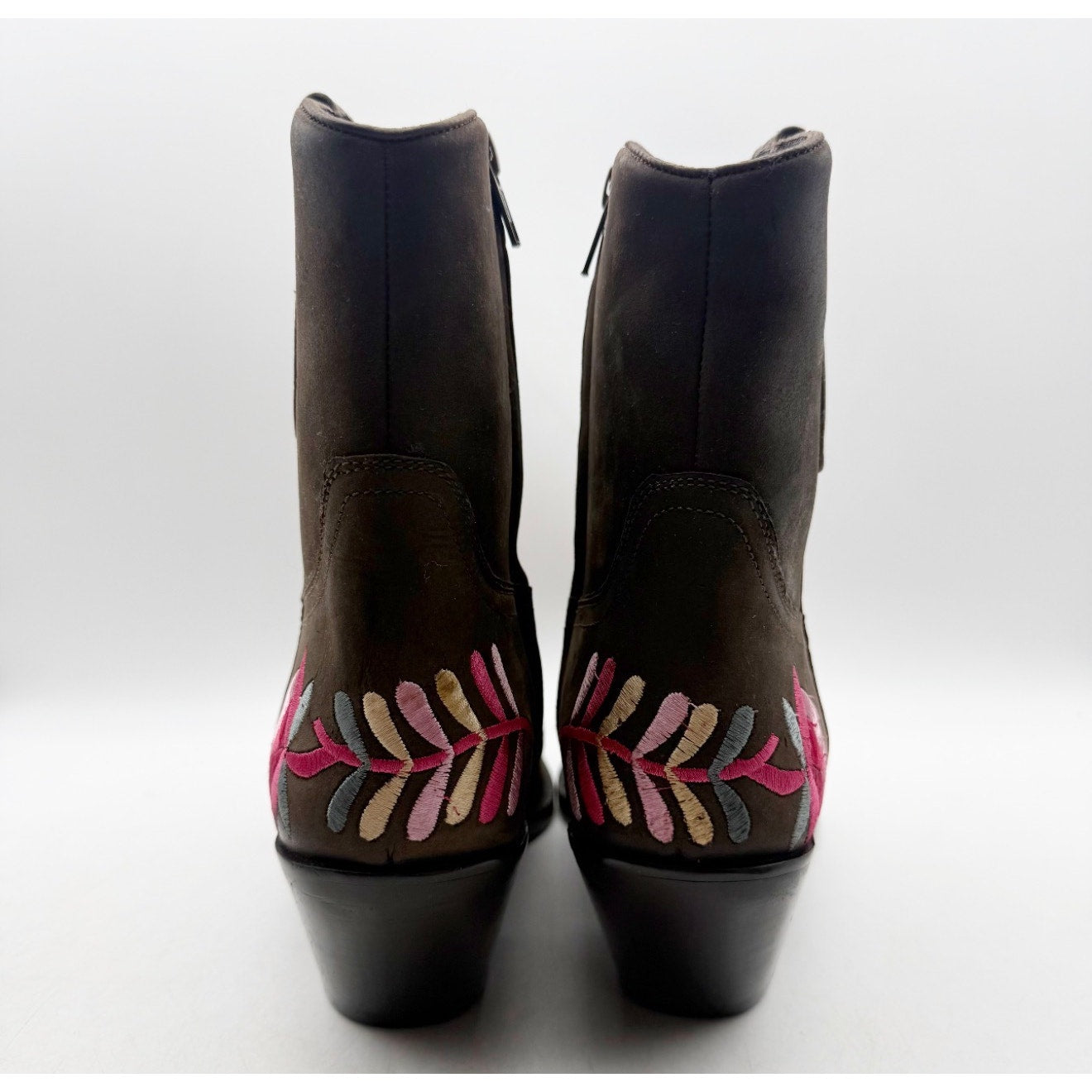 Diba True Women Cains Ville Western Bootie Size 11 M Brown Pink Leather NWOB